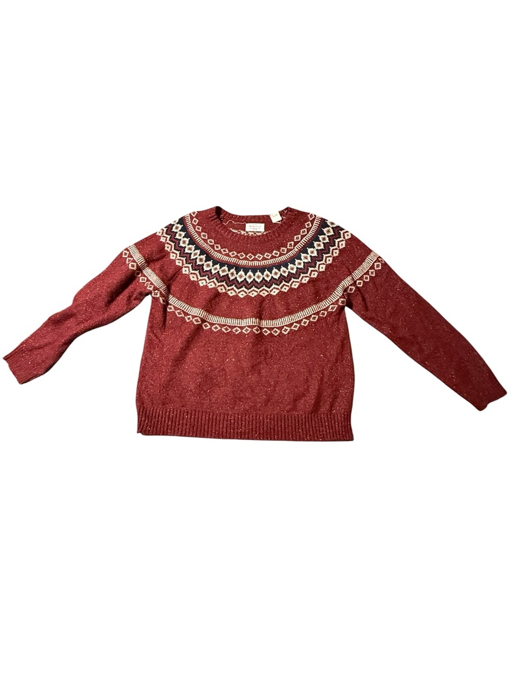 Weatherproof Vintage Red Fair Isle Knit Sweater L Cozy Nordic Ski Cabincore
